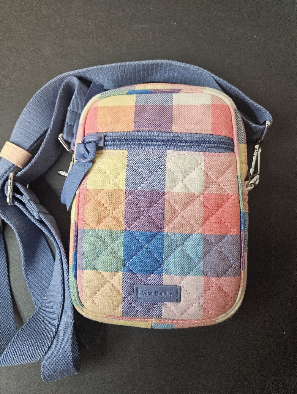 Vera Bradley Pastel Patchwork Quilted Crossbody in Blue Strap